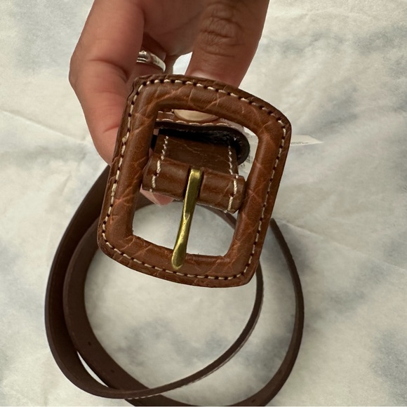Croc Embossed Tan Leather Belt - Picture 1 of 3